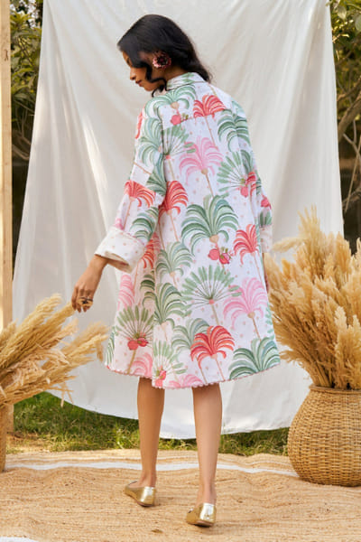 Moh India Ivory printed short shirt dress MOHIJUL26D150043