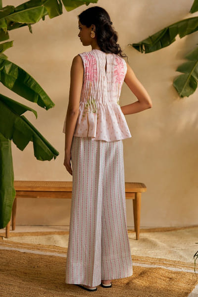 Moh India Dusty rose printed pintucked co-ord set MOHIJUL26D150028