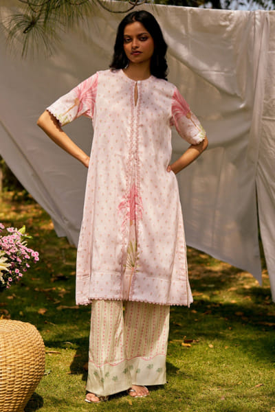 Moh India Dusty rose printed kurta set MOHIJUL26D150019