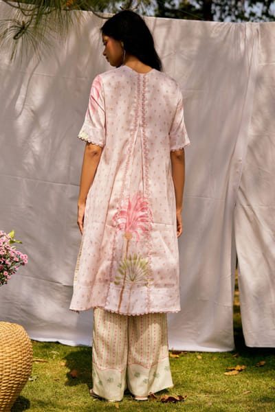 Moh India Dusty rose printed kurta set MOHIJUL26D150019