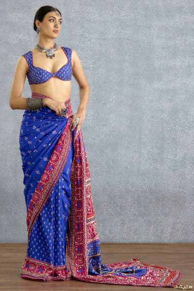 Blue motif printed blouse