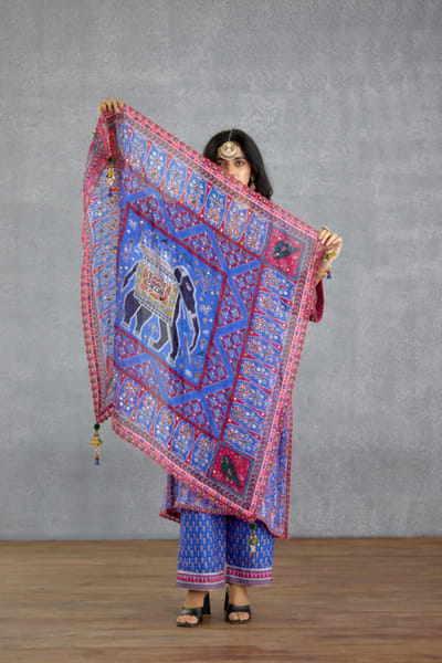 Pink patola print scarf