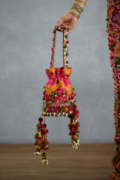 Multicoloured patola potli bag