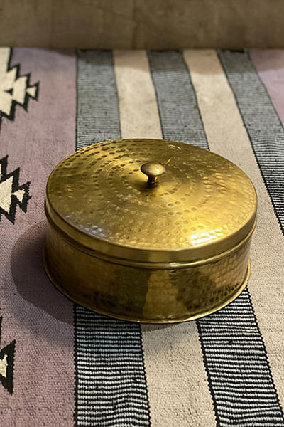 Hammered brass chapati box