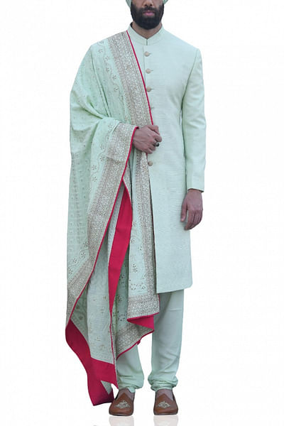 Pistachio green sherwani set