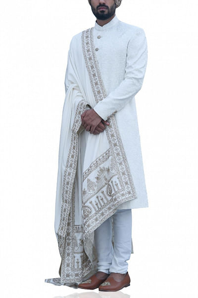 White sherwani set