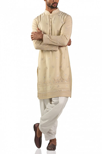 Cream embroidered kurta set