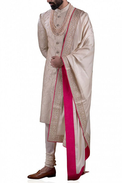 Pink embroidered sherwani set
