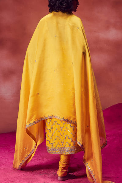 Punit Balana Yellow embroidered kurta set PUBDEC2208