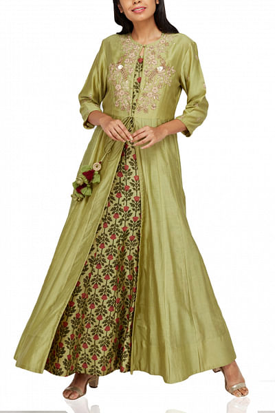 Green indo-western maxi dress