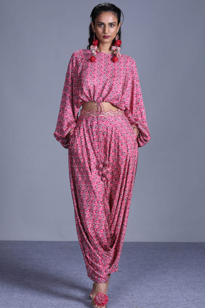 Pink printed top and pants