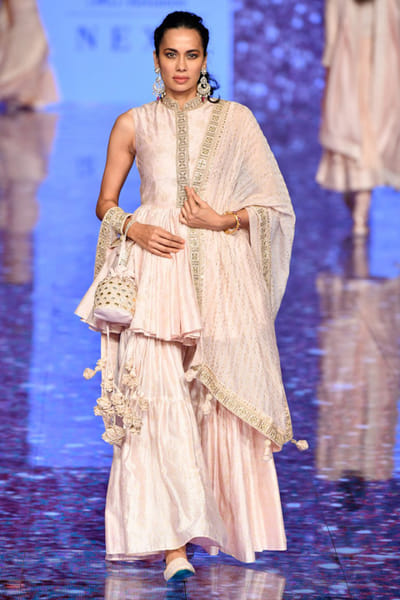 Punit Balana Powder pink peplum set PUBLFWSS2006