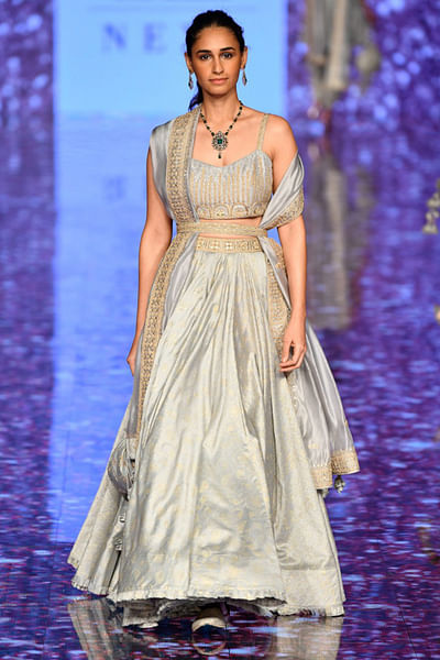 Grey embellished lehenga set