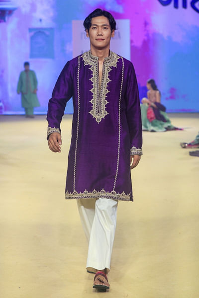 Purple marodi embroidered kurta set