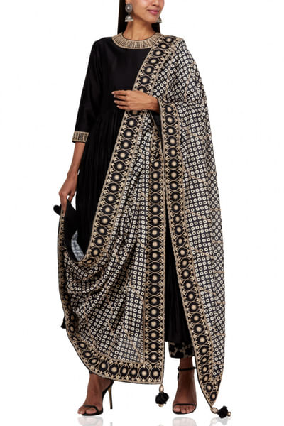 Black printed anarkali set