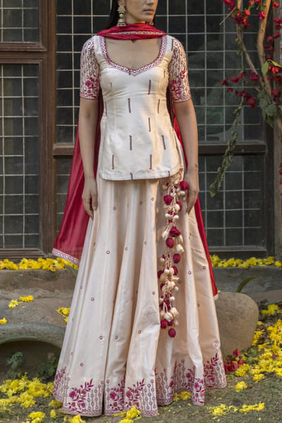 Punit Balana Embroidered short kurti and lehenga set PUBPBMR69
