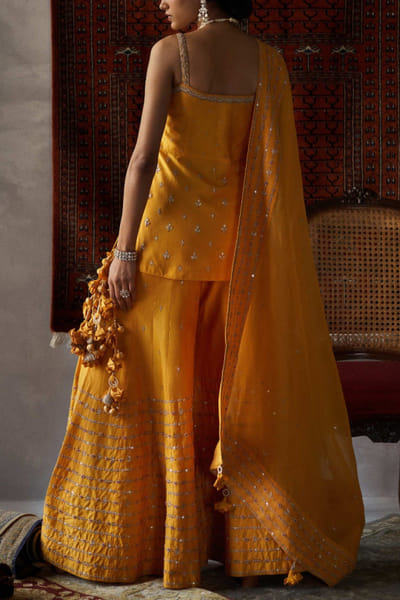 Punit Balana Mustard gota embellished sharara set PUBPBSB104