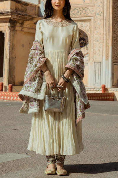 Punit Balana Mint embroidered anarkali set PUBPBSB26
