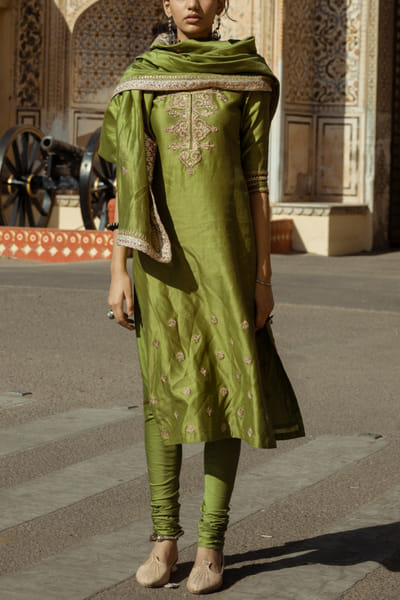 Punit Balana Dark green kurta set PUBPBSB28