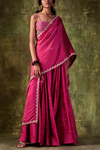 Pink bralette and sharara set