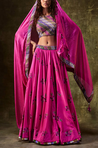 Pink printed lehenga set