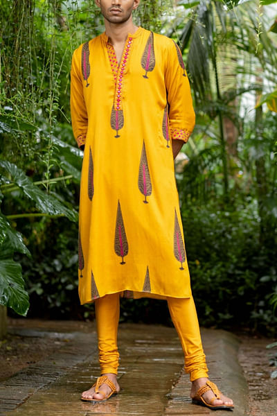 Mustard printed kurta set