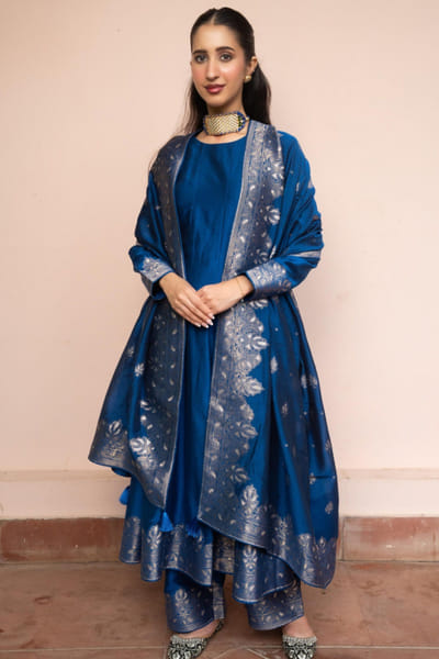 Safaa Royal blue gota anarkali set SAFOCT25D136243