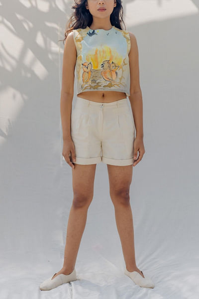 Handpainted crop top and shorts