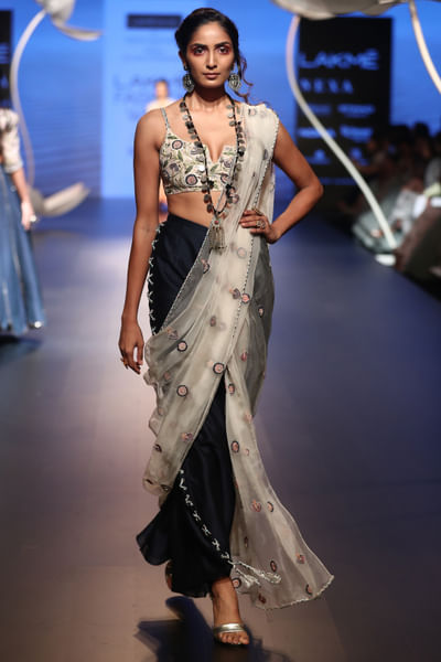 Ivory embroidered drape set