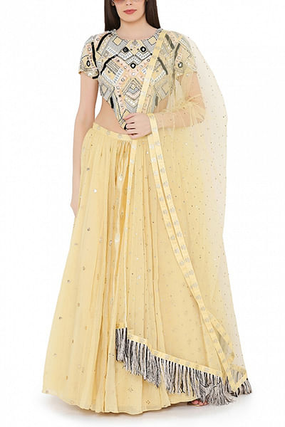 Yellow embellished lehenga set