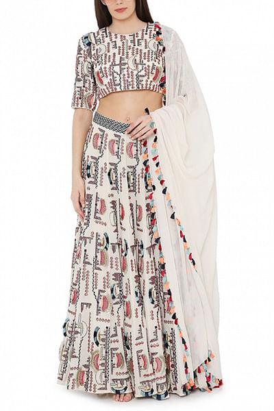Chalk white lehenga choli set