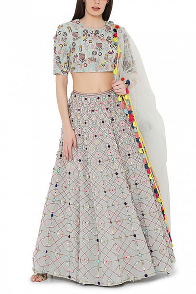 Blue embroidered lehenga set