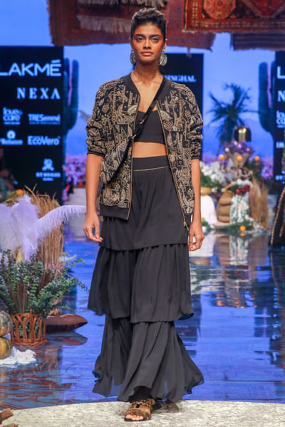 Black bomber & sharara set
