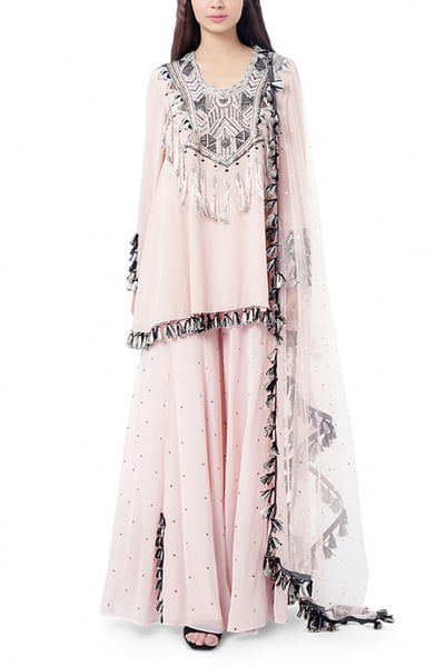 Rose pink embroidered kurta set