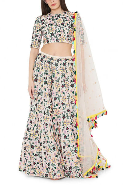 Chalk white lehenga choli set