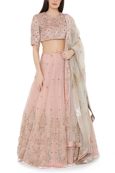 Pink embroidered lehenga set