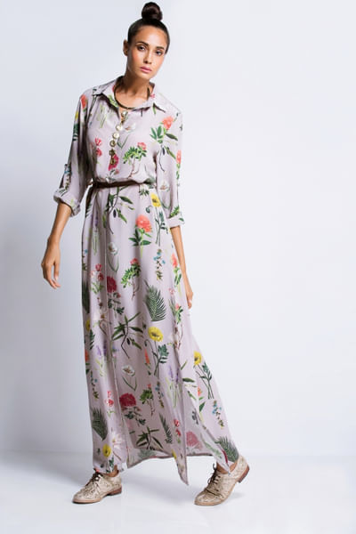 Printed shirt dress