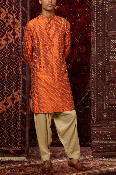 Rust ikat kurta salwar set
