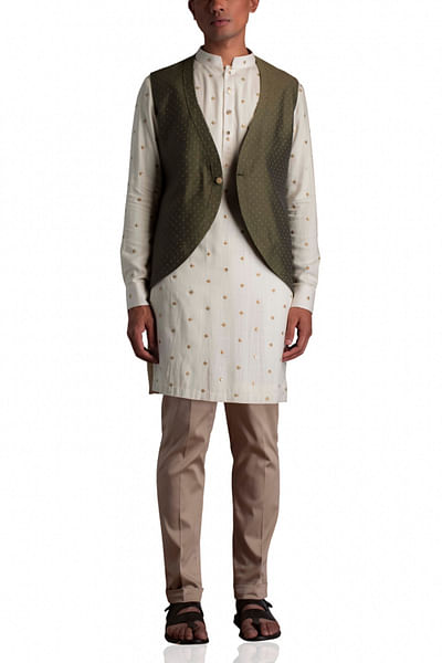 Waistcoat style jacket with pathani set