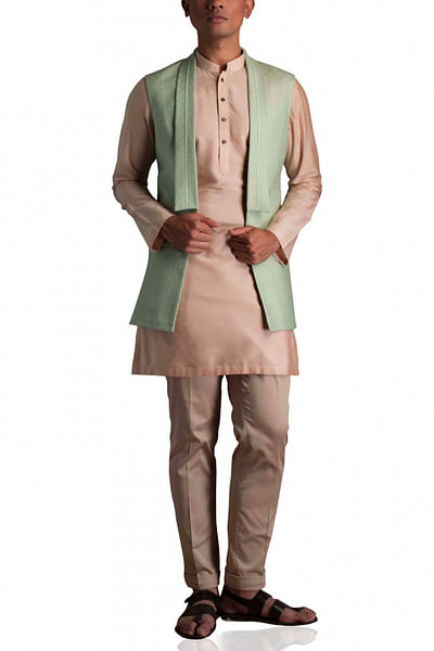 Embroidered Nehru jacket, kurta and trousers