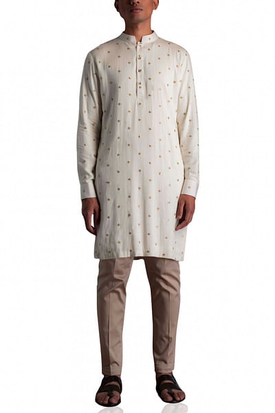 Ivory embroidered pathani