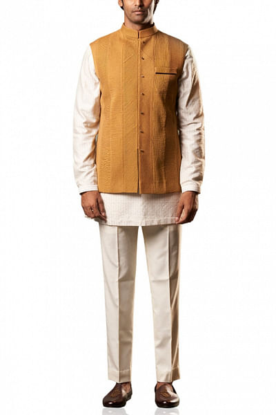 Mustard Nehru jacket set