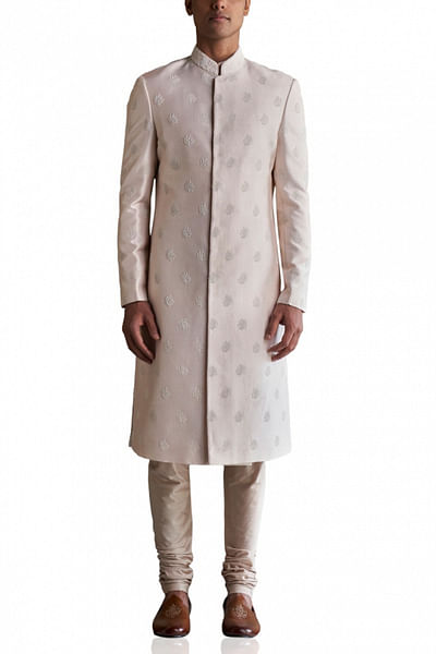 Pink embroidered sherwani set