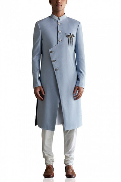 Powder blue sherwani set