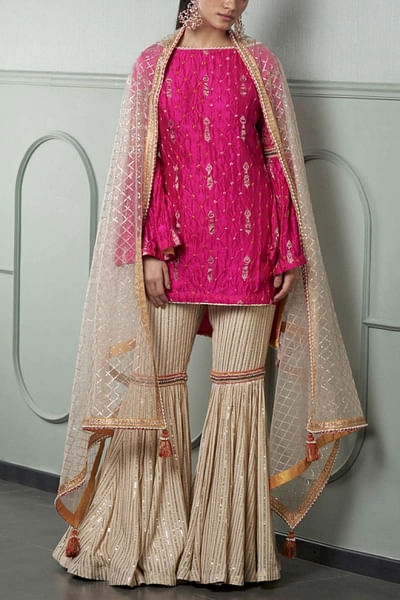 Fuschia pink gharara set