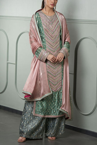 Mint embellished kurta set