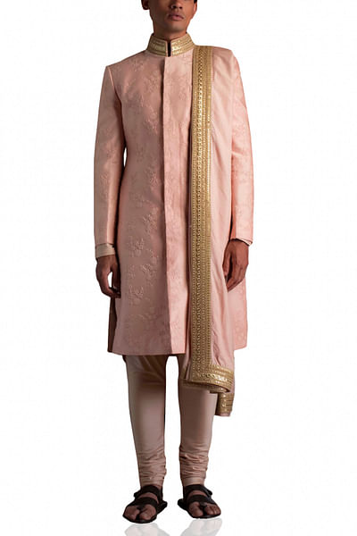 Baby pink sherwani set