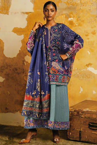 Sana Safinaz Multicoloured digital printed kurta set SANAAUG26D151009