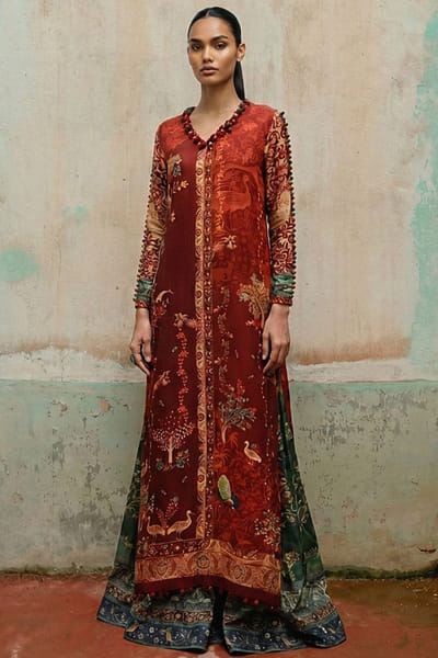 Sana Safinaz Multicolour printed kurta set SANAAUG26D151012