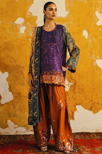 Sana Safinaz Multicolour digital print farshi salwar set SANAAUG26D151010